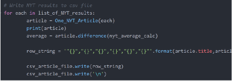 Screenshot of Python code
